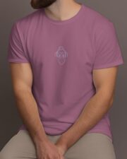 Guru Daddy Red Voilet tee - chest logo on model